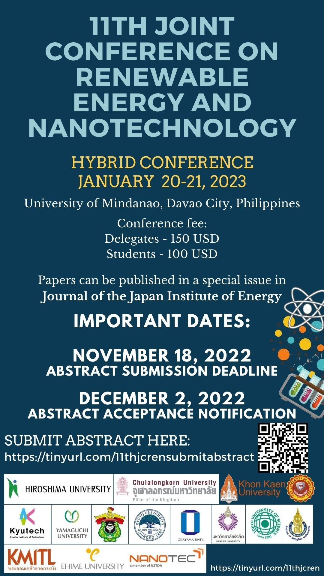 The 11th Joint Conference on Renewable Energy and Nanotechnology (JCREN 2022)